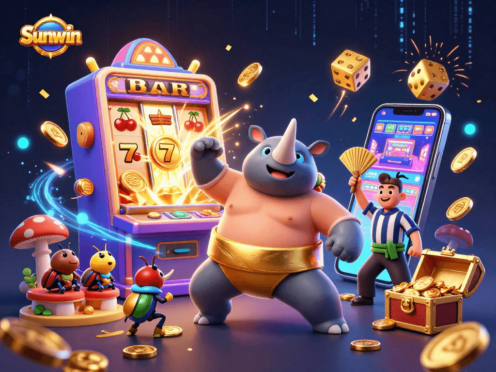 Experience the vibrant world of Sunwin as the sumo champion beetle stirs excitement with coins and jackpots.
