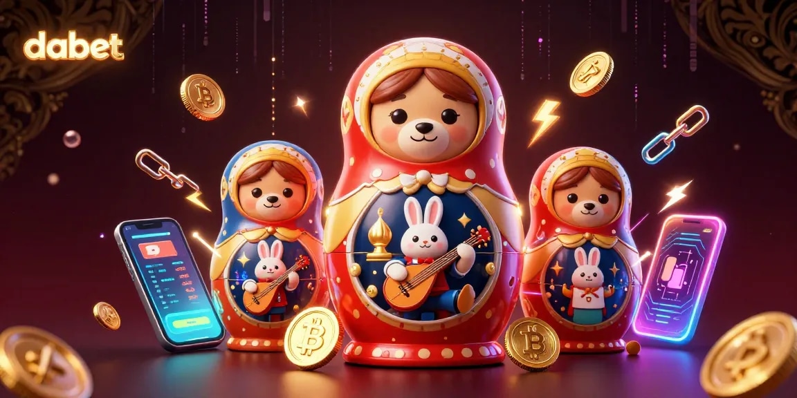 Dabet’s vibrant 3D casino scene features animated characters and cryptocurrency elements supporting an engaging gaming environment.