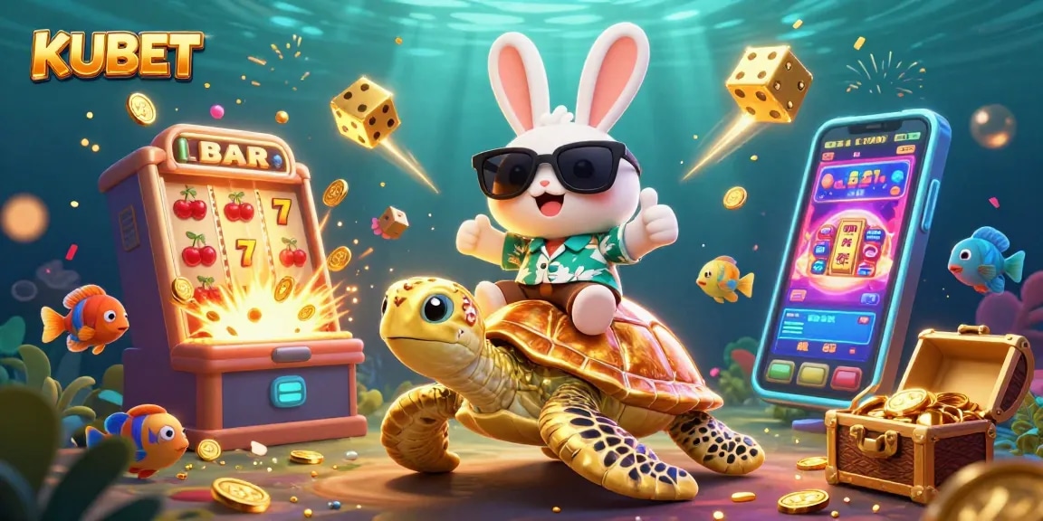 KUBET's promotion showcases an exciting underwater casino adventure with vibrant characters and thrilling gaming elements.