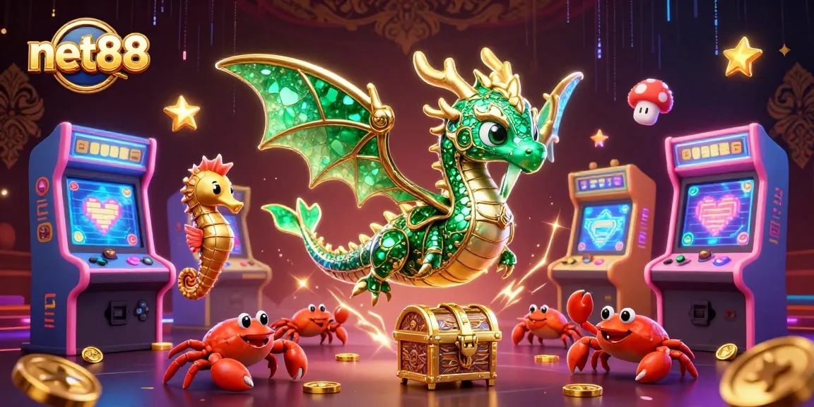 Experience thrills at net88 with a lush sea dragon and arcade gaming excitement.