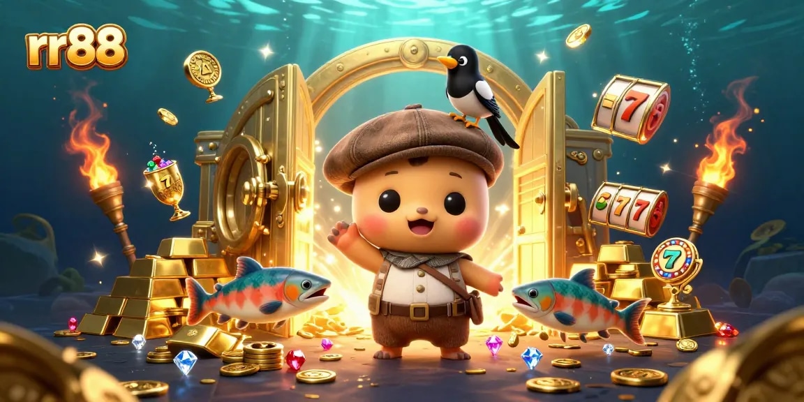 Spin to win at rr88 with vibrant gaming elements and playful characters in a dazzling casino adventure.