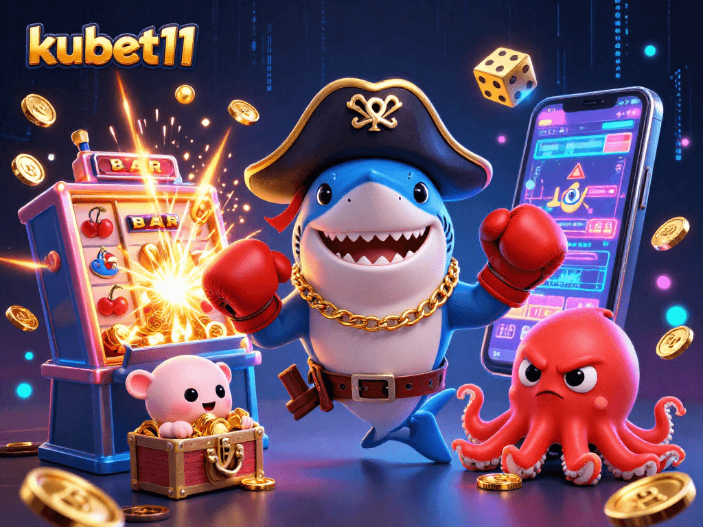 Experience thrilling gameplay at kubet11 with a vibrant 3D illustration featuring exciting casino elements.