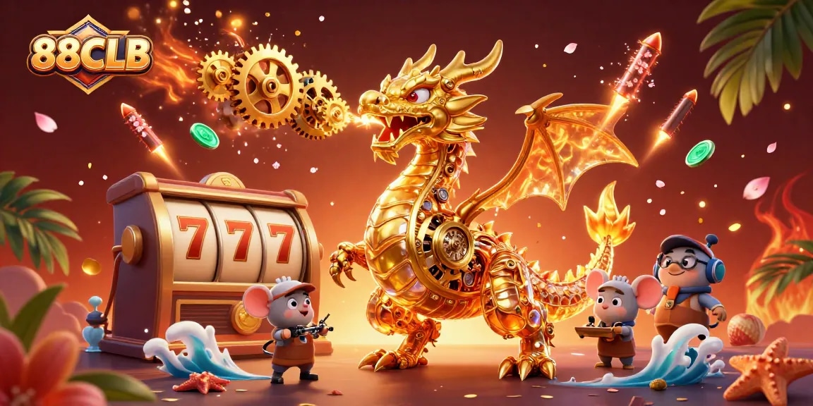 Experience thrilling gameplay at 88CLB with golden dragons, festive symbols, and exciting jackpots.