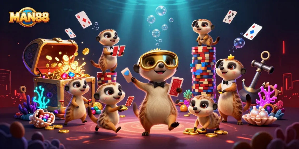 Experience thrilling wins with MAN88 at a whimsical meerkat casino adventure featuring dazzling elements.
