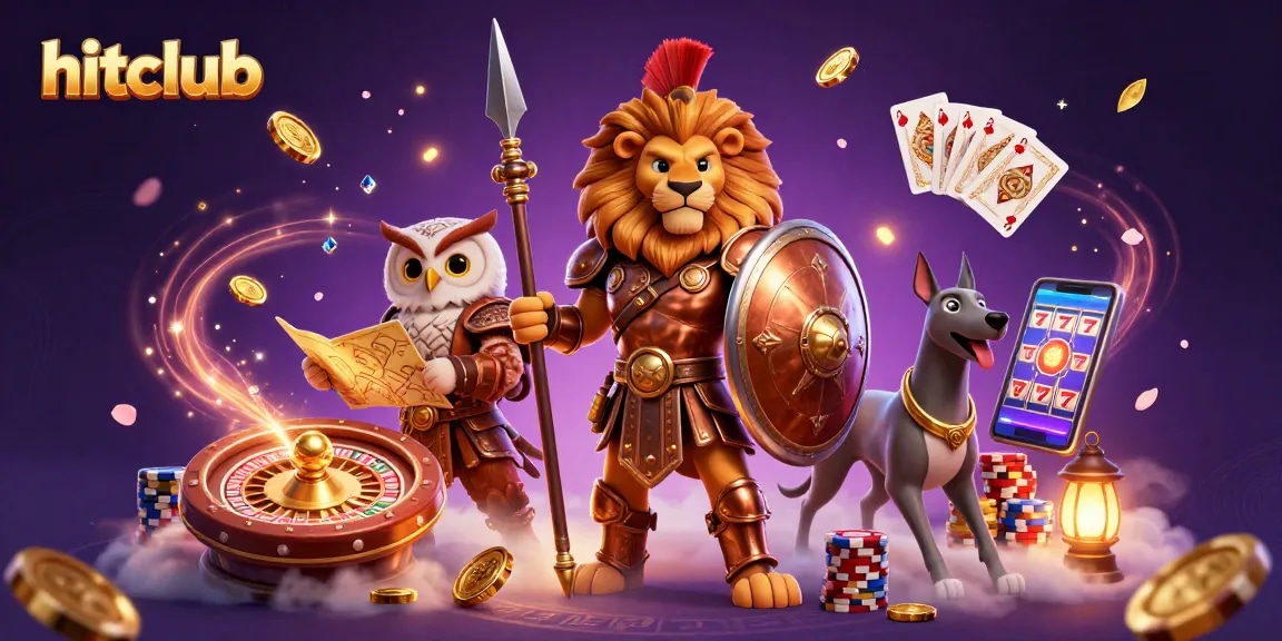 Hitclub gaming experience, showcasing dynamic casino elements and characters filled with excitement.