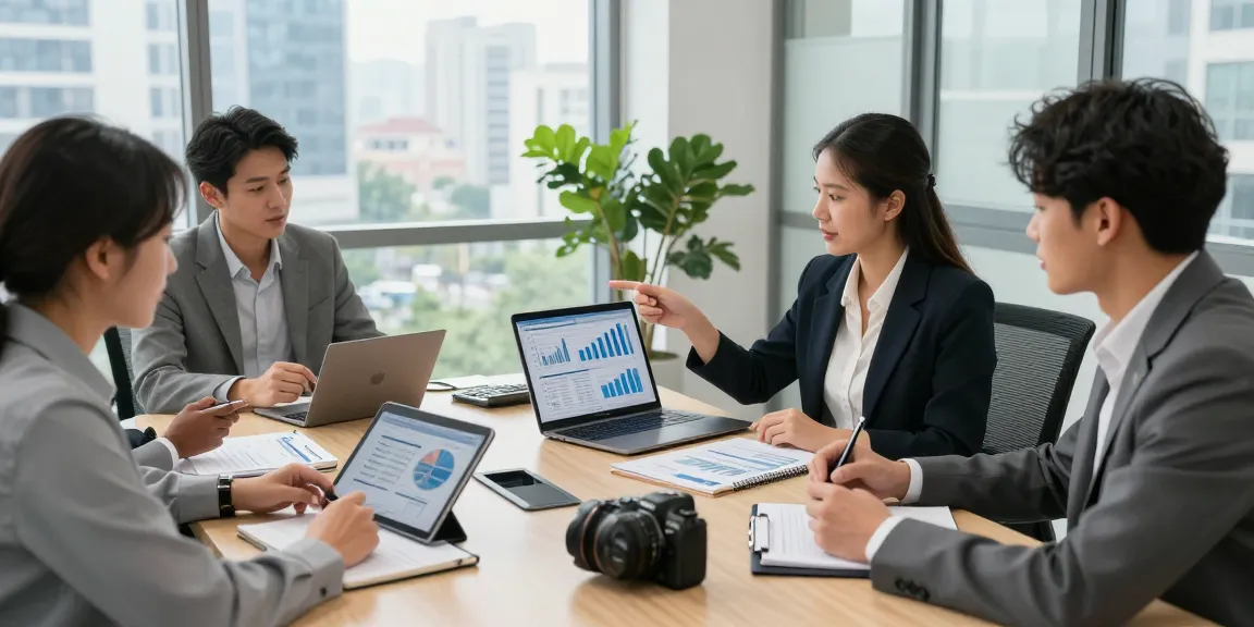 Accountants for small business collaborating in a modern office setting.