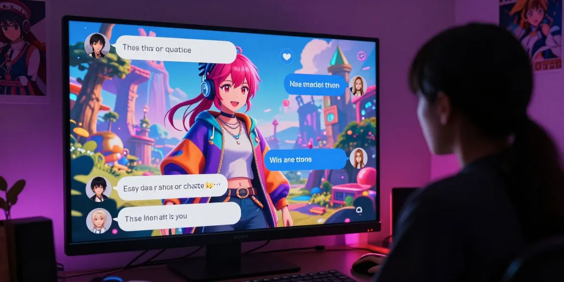 Engaging ai hentai chat with anime character in vibrant digital landscape.