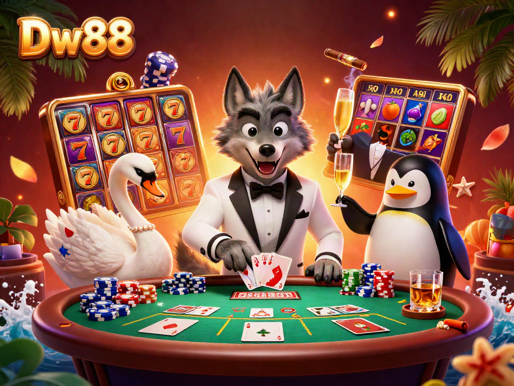 Experience the excitement at Dw88 with stunning slot visuals and lively casino characters.