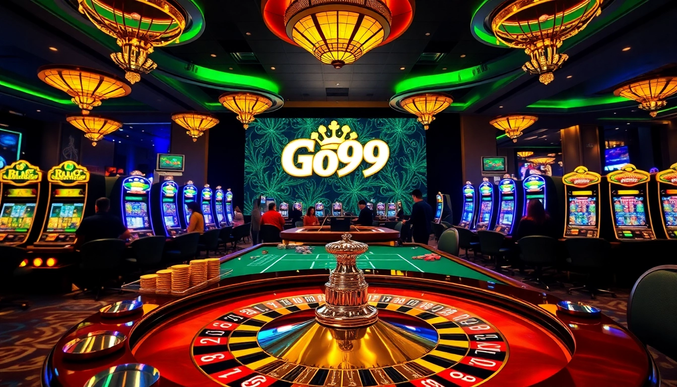 Players enjoying their game at the opulent Go99 casino, surrounded by excitement and luxury.