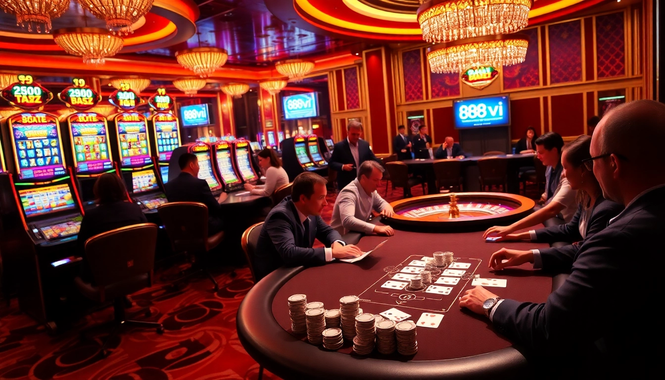 Experience thrilling casino action at 888vi with vibrant slot machines and intense poker play.