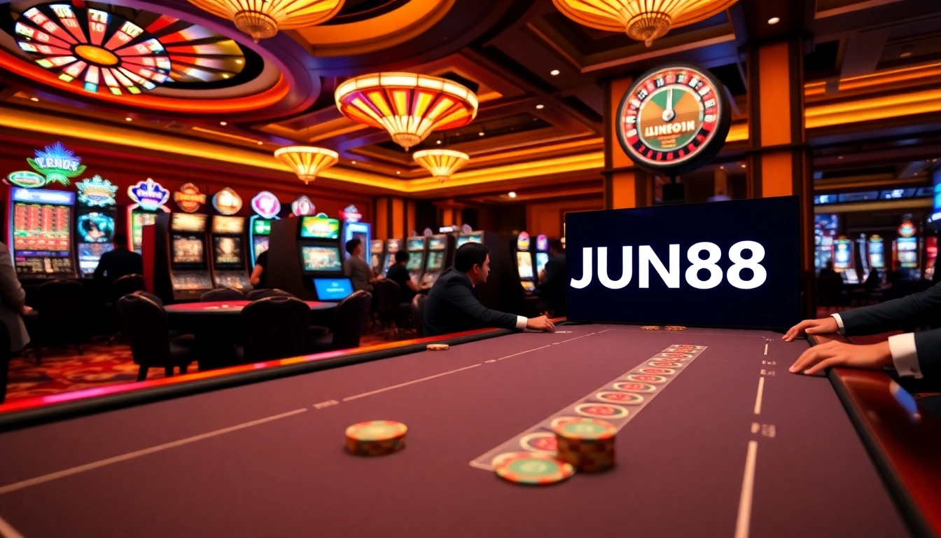 Engaged players enjoying a luxurious gaming experience at JUN88 casino tables.