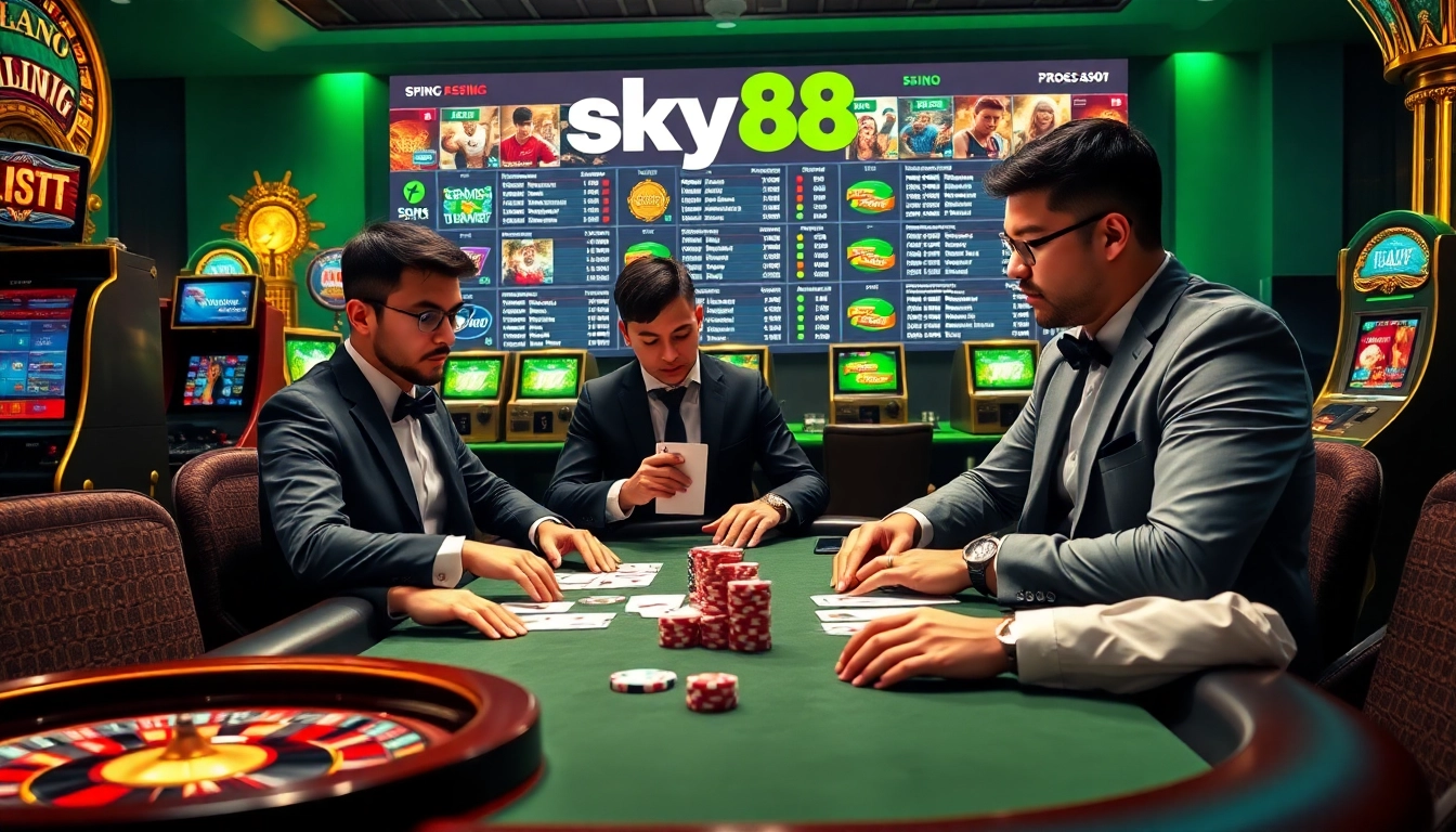 Experience the excitement of sky88 casino with professional poker action and vibrant gaming interfaces.