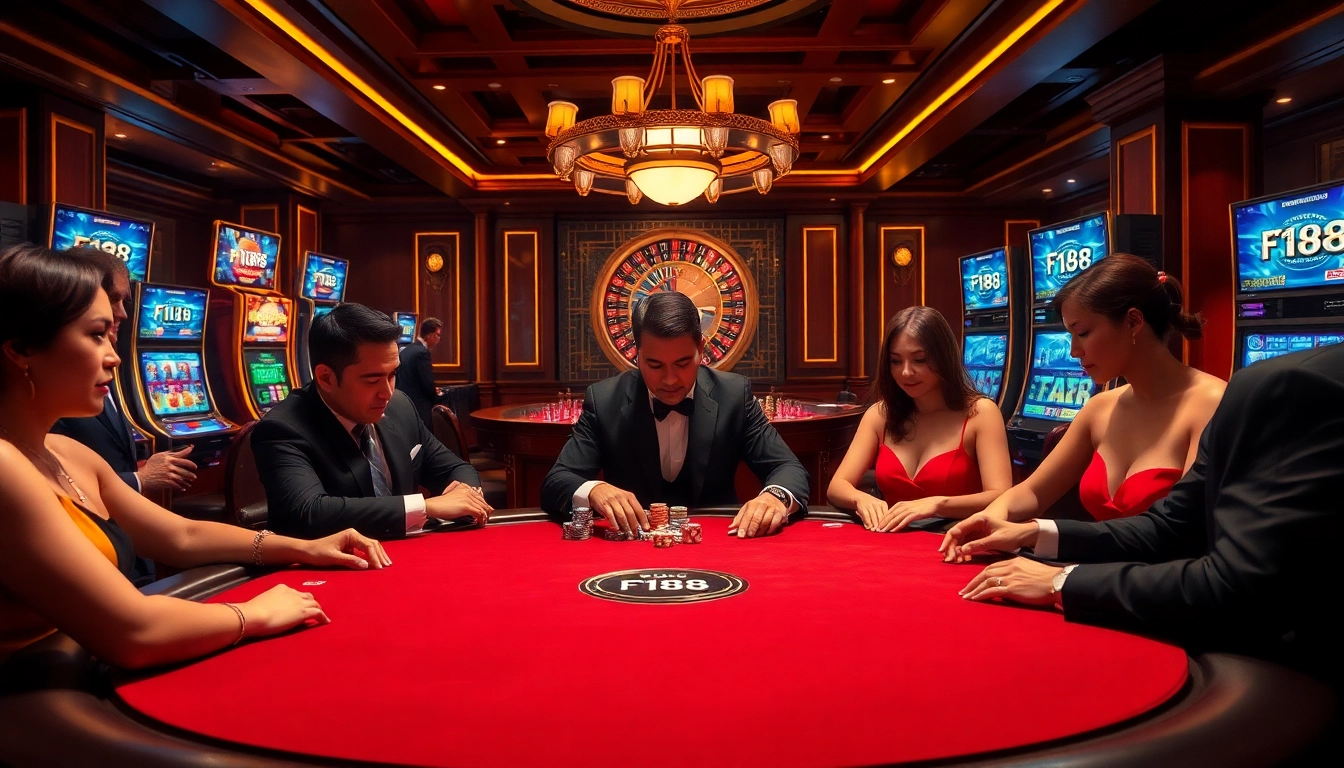 Experience thrilling casino action at F168's high-stakes poker table with luxurious atmosphere.