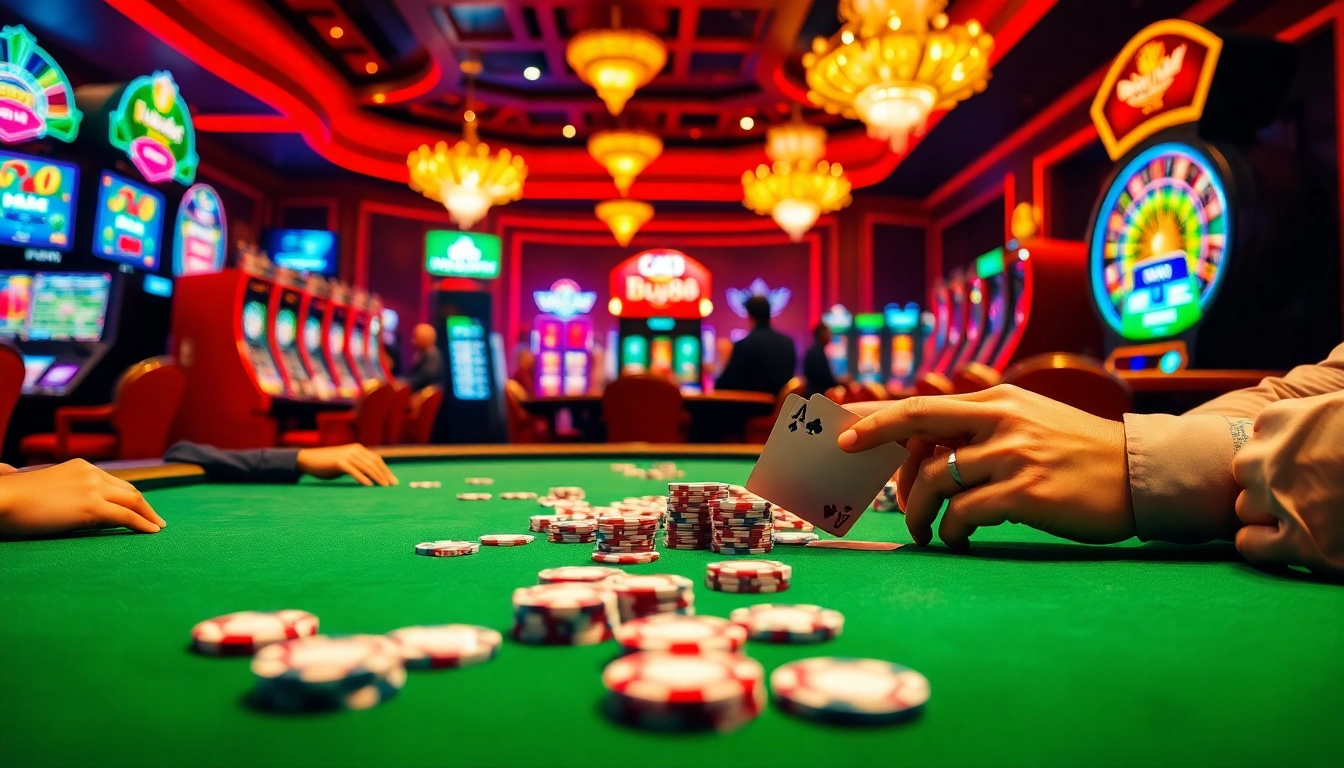Players strategizing at a casino poker table, enhancing their chance to win with bu88.