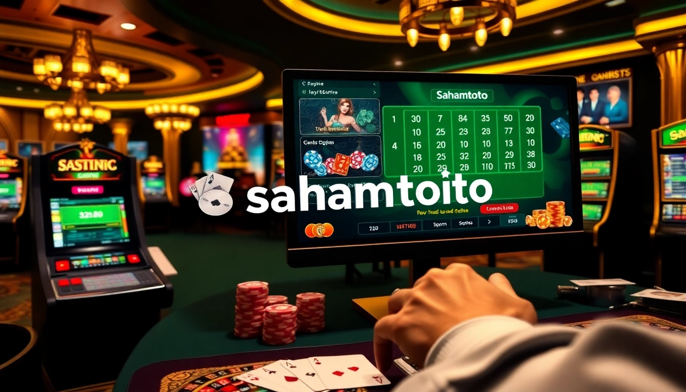 A player enjoying the sahamtoto online gambling experience with cards and chips.