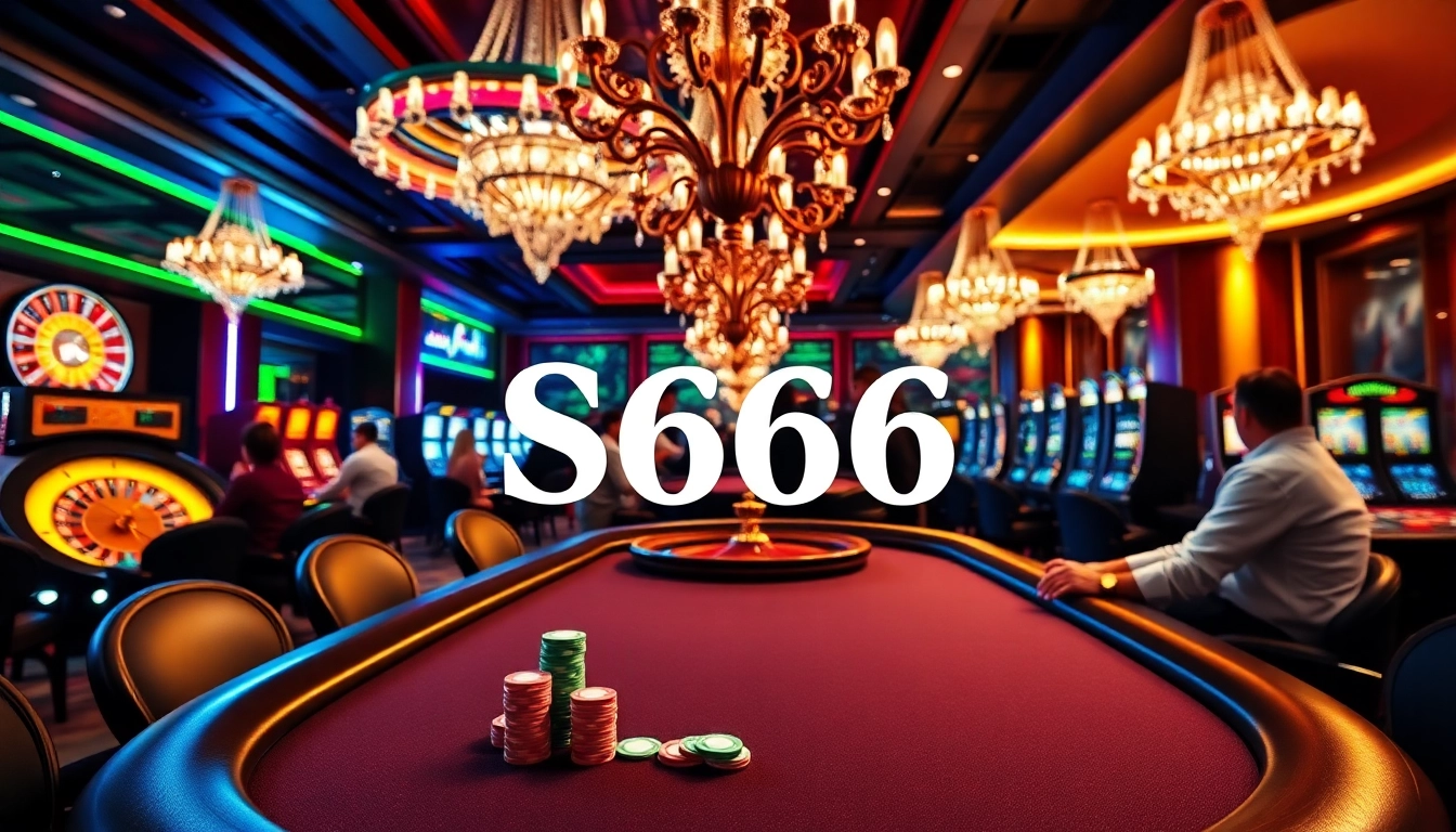 S666 đăng nhập at a luxurious casino table with poker chips and a roulette wheel.
