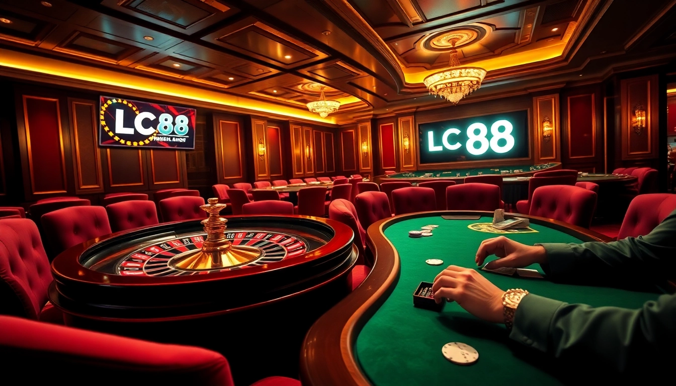 Experience high-stakes excitement at LC 88 casino with vibrant chips and strategic gameplay.