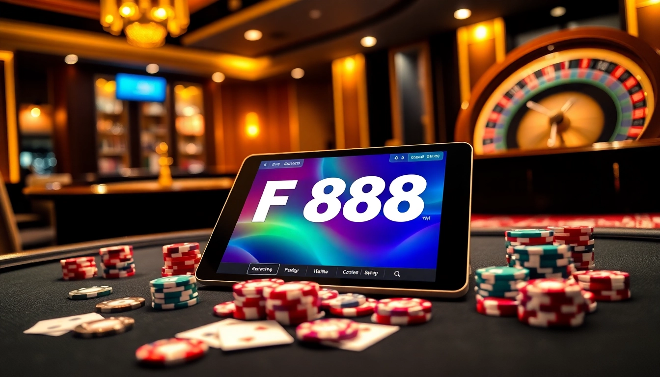 Players enjoy thrilling games on the FB88 online gambling interface with vibrant casino elements.