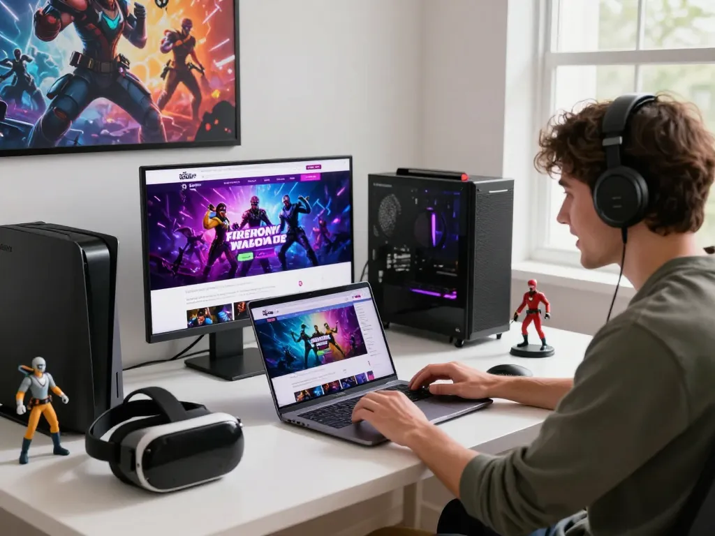 Go99 online marketplace scene with a user exploring vibrant gaming products in a lively atmosphere.