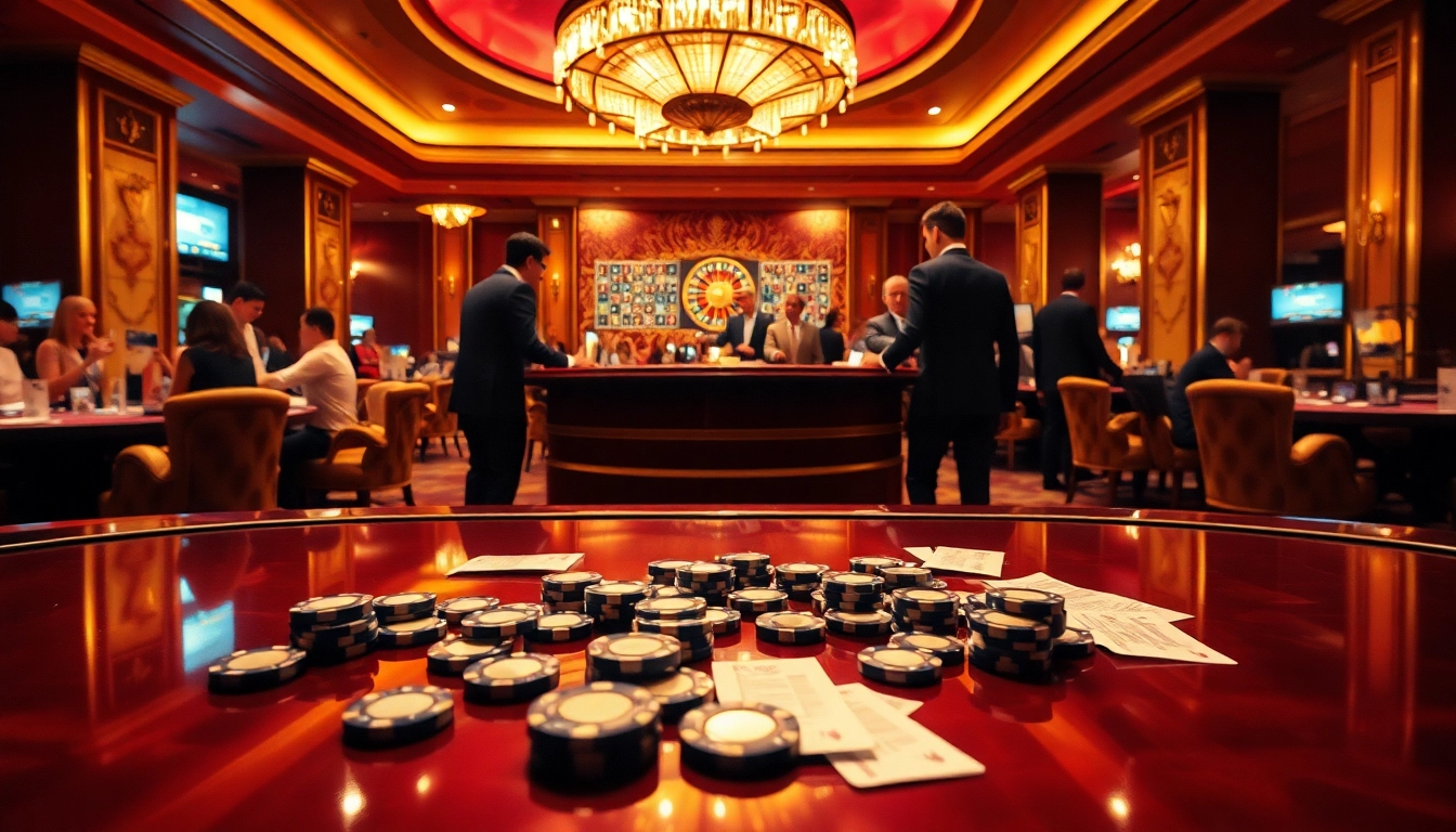 Experience the thrill of du88 at a luxurious casino, with roulette and poker action unfolding.