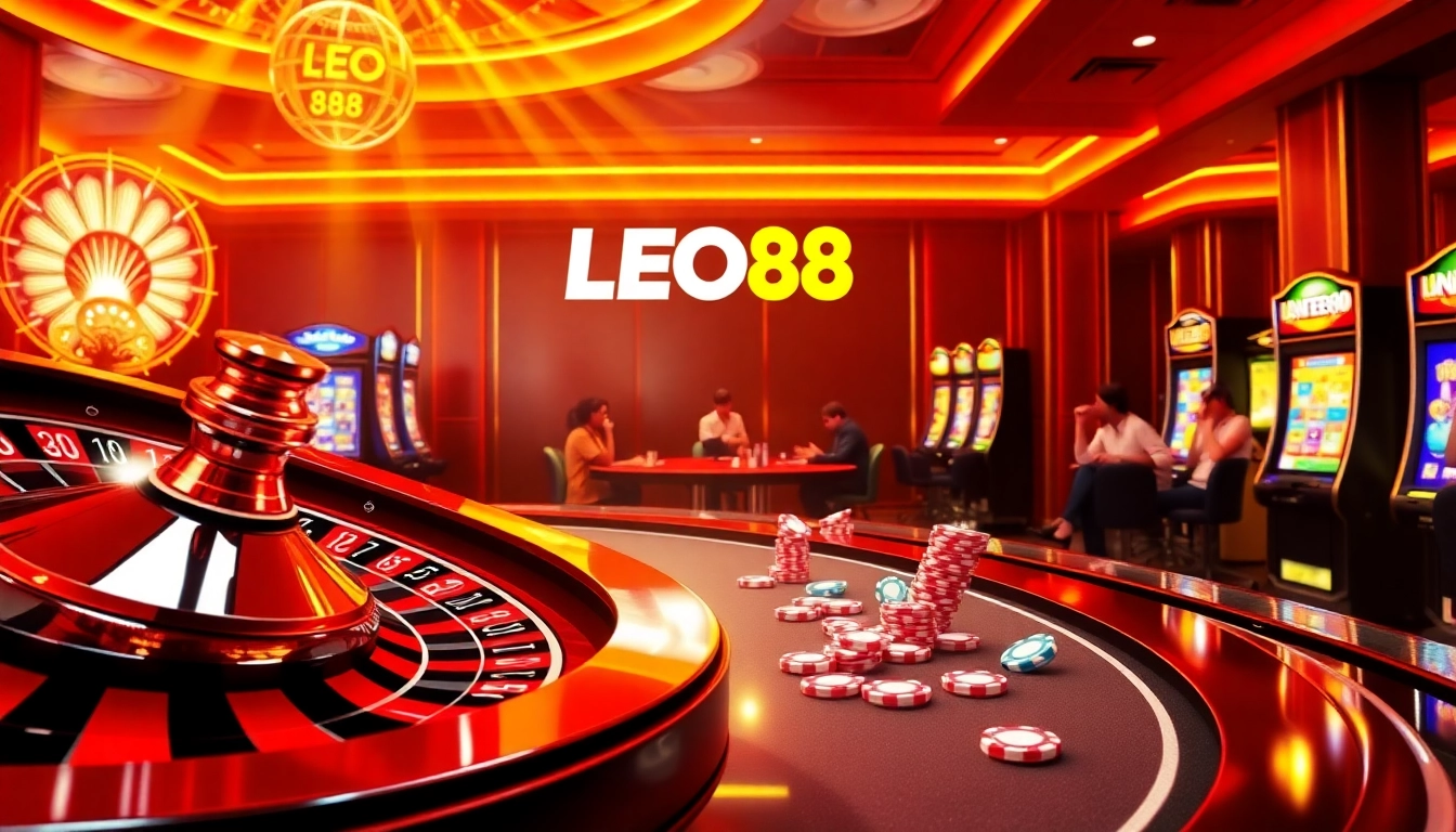 Experience the excitement of LEO88 with dynamic gameplay at a luxurious casino table.