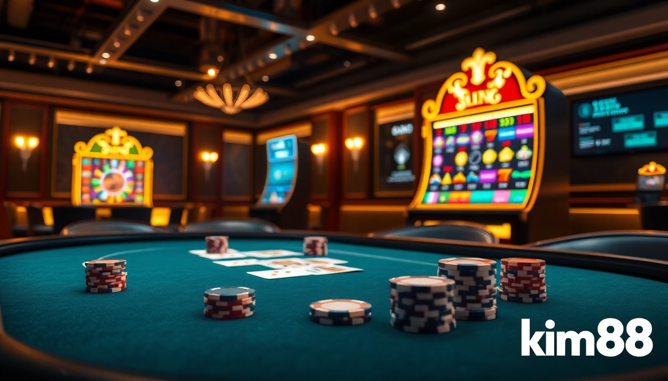 Experience the thrill of km88 at a luxurious poker table, showcasing high-stakes excitement.