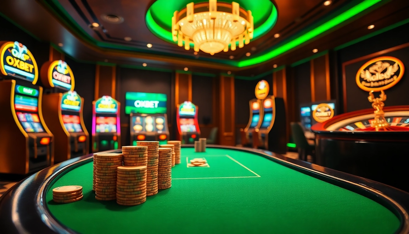 Experience thrilling betting action at OXBET with a vibrant online gambling setup featuring poker and slot games.