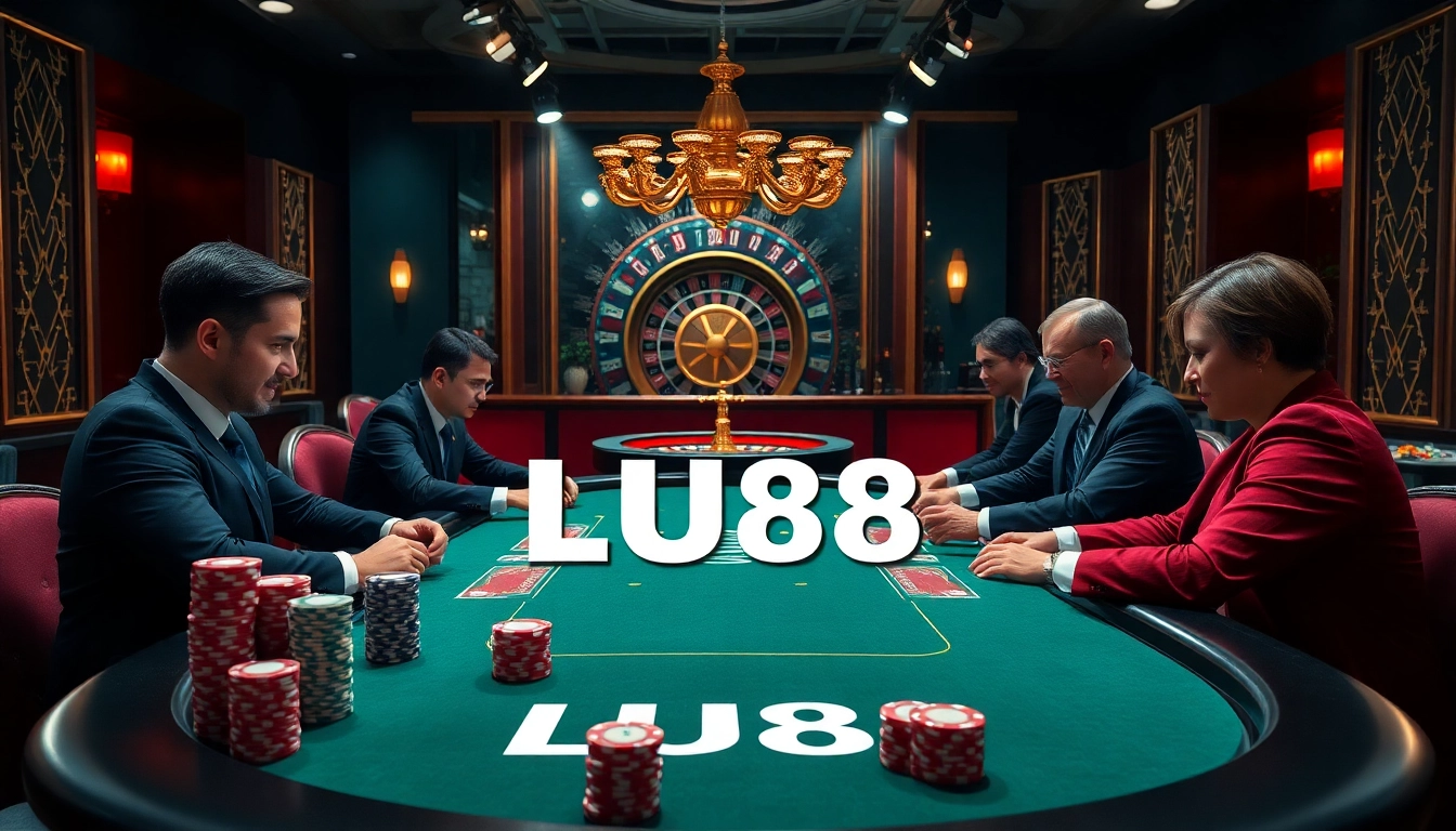 Experience thrilling games at https://lu88.soccer/ with players excitedly placing bets on a vibrant casino table.