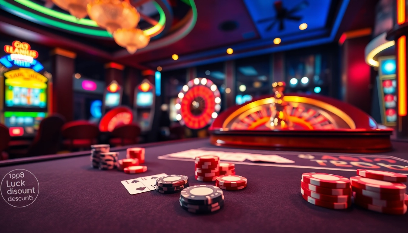 Experience the excitement of winning at https://luck8.discount/ with vibrant casino tables filled with cards and chips.