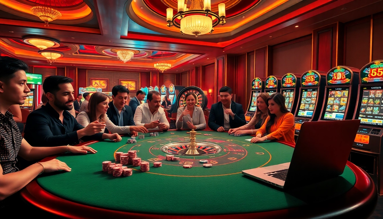 Experience thrilling poker gameplay at FIVE88 with vibrant chips and elegant casino ambiance.