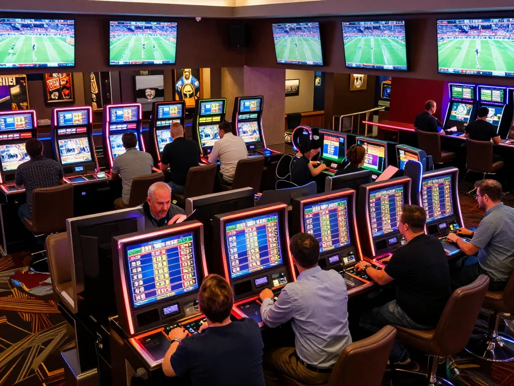 Guests engaging in strategic sports betting action at a high-energy DA88 lounge