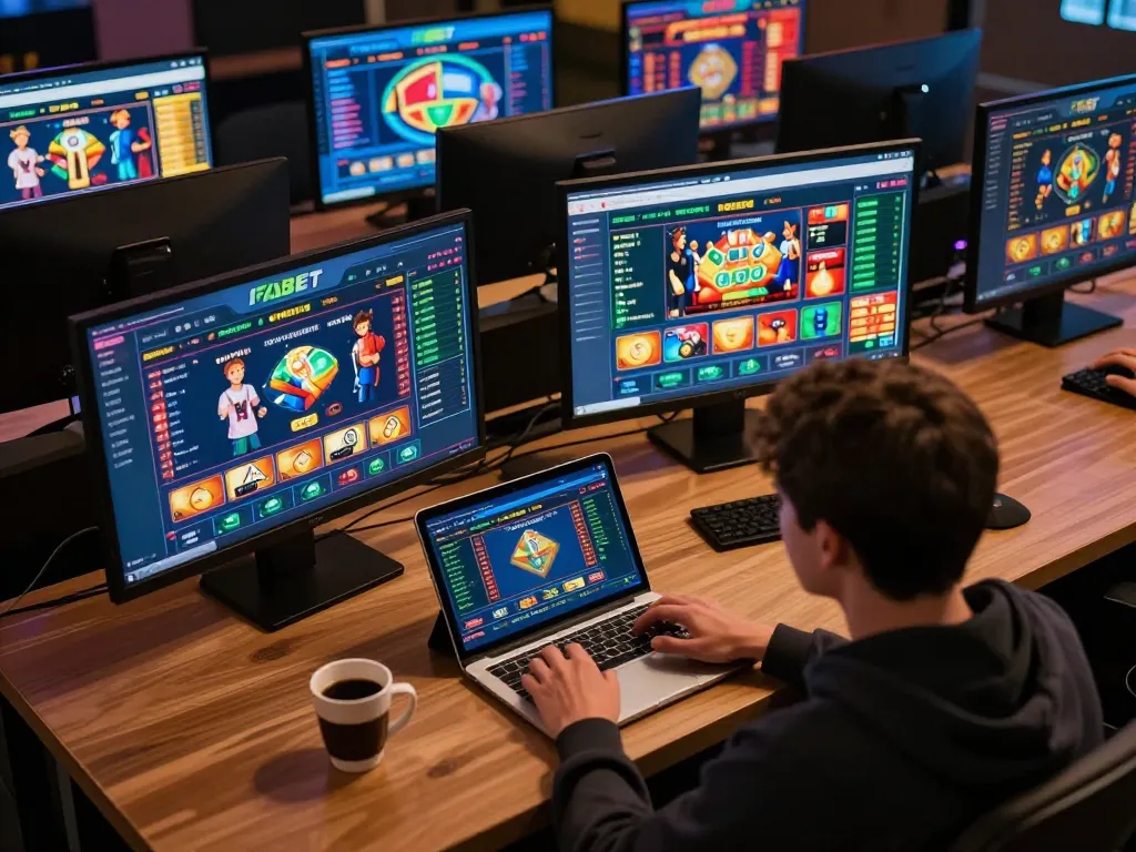 Engage in strategic betting with FABET while enjoying a vibrant online gaming setup.