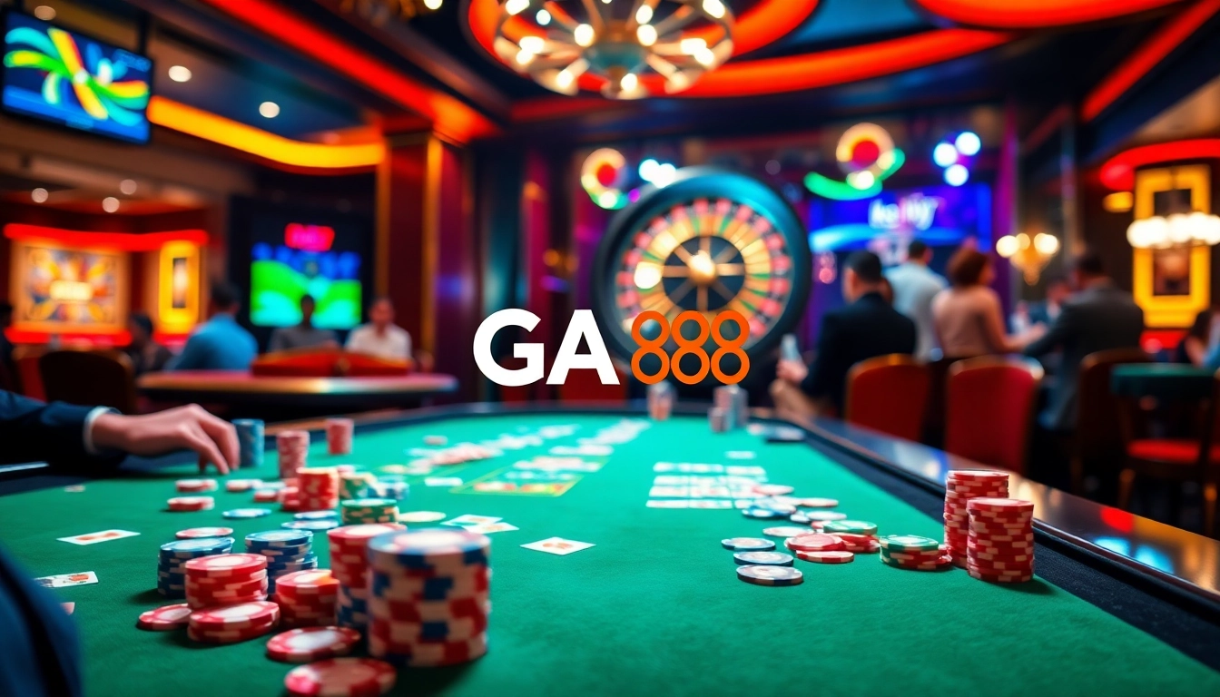 Players enjoying the thrilling games at GA 88 casino, showcasing exciting action at the tables.