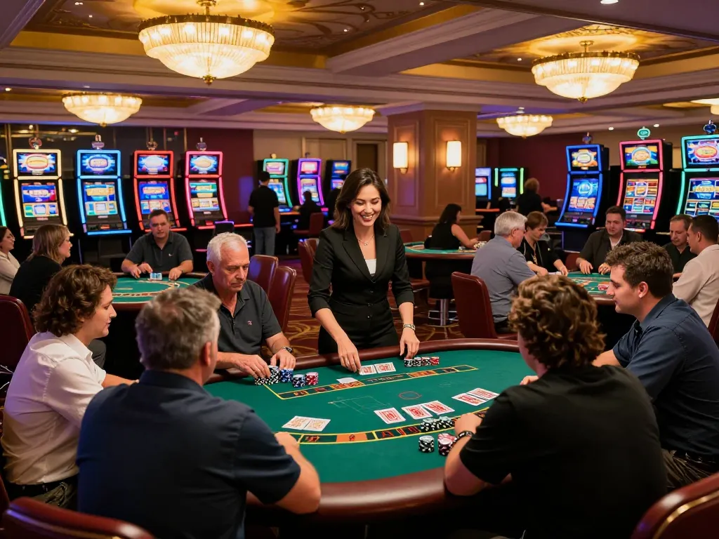 Players at c168mov com enjoy intense blackjack action in a lively casino atmosphere.
