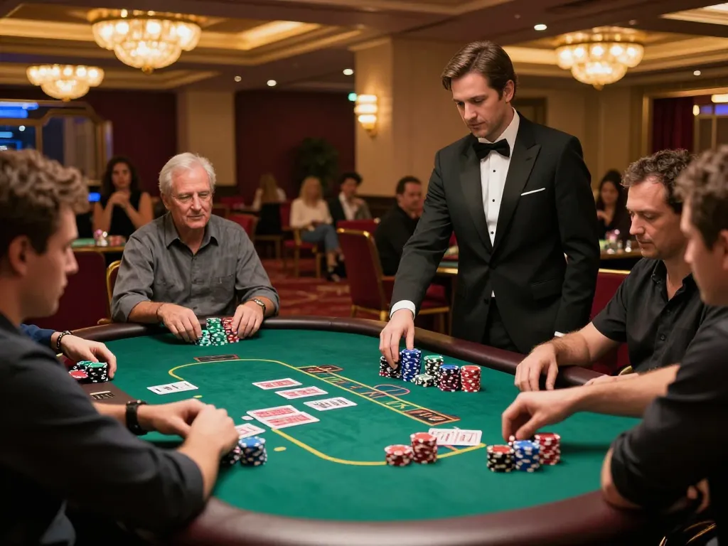 Players engaging in an intense poker game at 88vv casino table, capturing strategic gameplay.