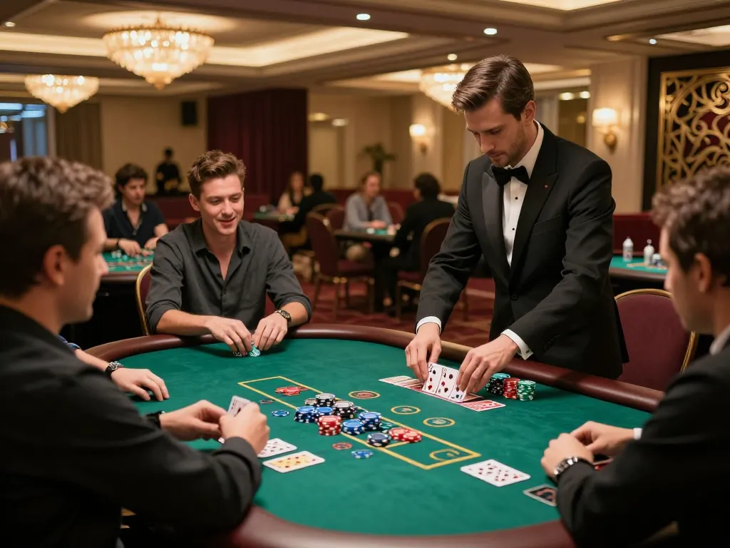 Players experience thrilling blackjack gameplay at XO88 casino, captured in an upscale environment with professional dealers.