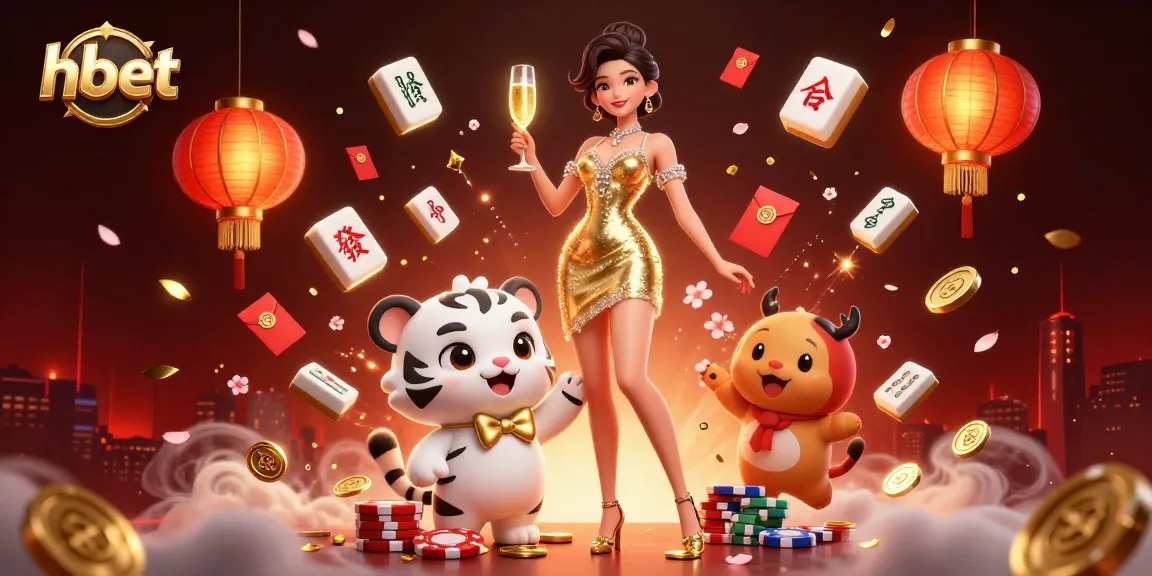Win big at hbet with a glamorous celebration featuring a lucky tiger cub and exciting gambling elements.