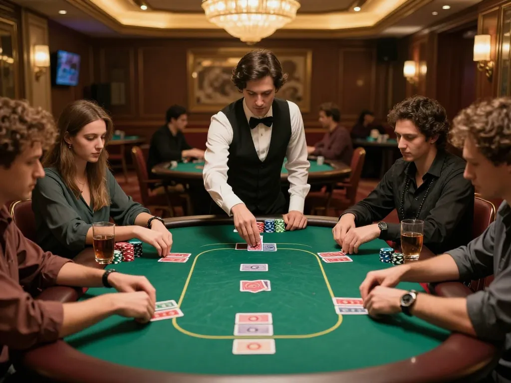 lc88 poker table scene with players actively engaging and strategic gameplay