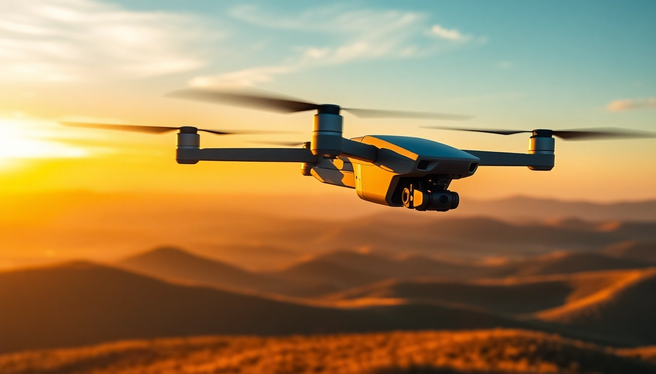 Matrice 400 soaring above a stunning landscape at sunset, showcasing advanced aerial capabilities.