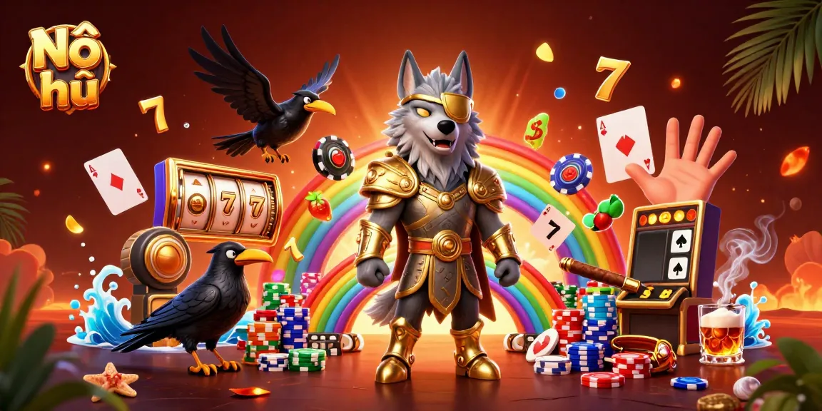Play popular Nổ hũ slots with vibrant graphics and exciting jackpot counters in a dynamic casino scene.