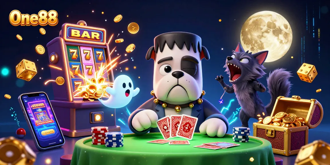 One88 delights gamers with a vibrant casino scene featuring playful characters and thrilling gaming elements.