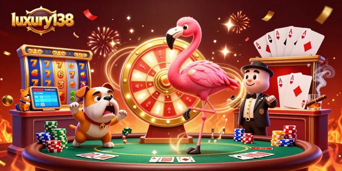 Engage in thrilling gameplay with luxury138 as flamingo host spins the prize wheel.