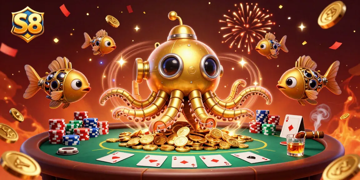 S8 engages players in a thrilling poker showdown amidst a treasure of golden coins.