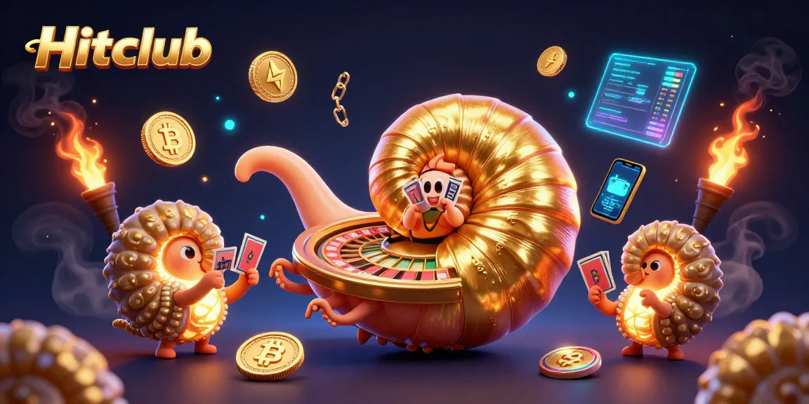 Engage in thrilling action at Hitclub with a dynamic 3D illustration of a giant nautilus and vibrant gaming elements.