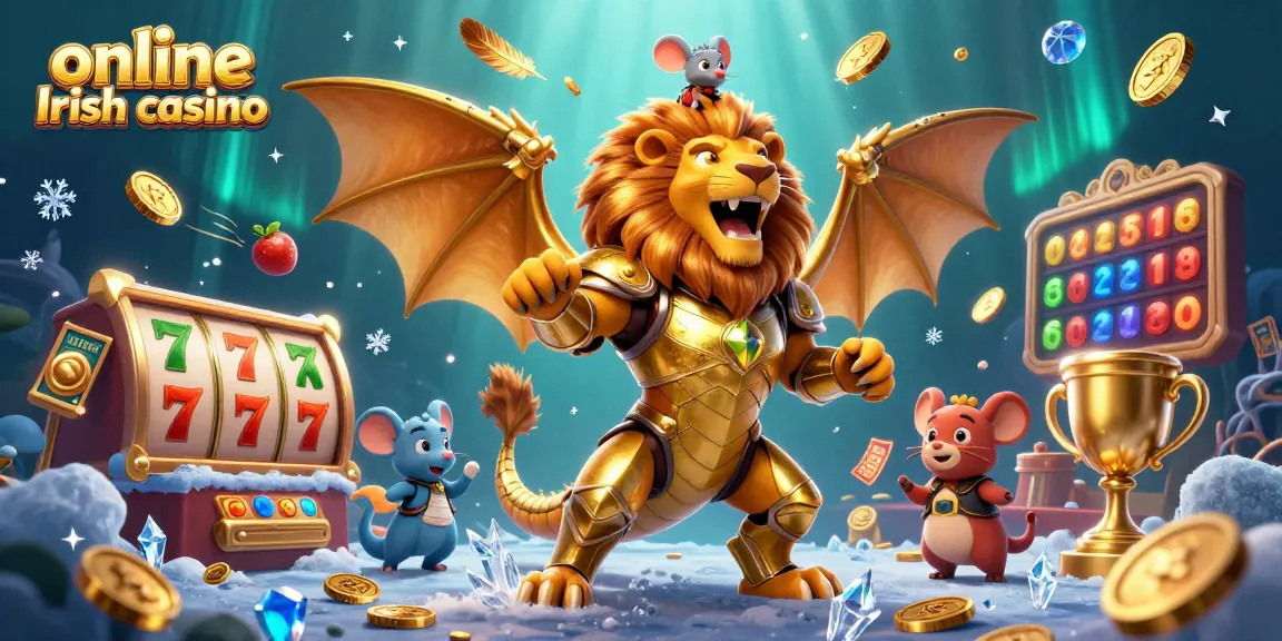 Experience thrilling gameplay at an online Irish casino with golden chimera and slot elements.