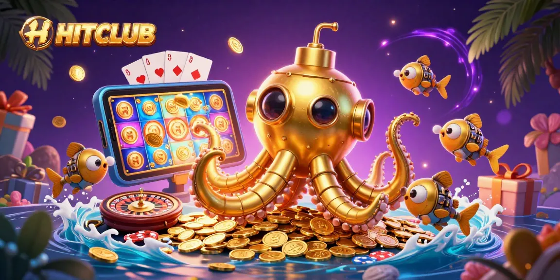 Experience exciting gaming at HITCLUB with vibrant slots, golden coins, and thrilling action.