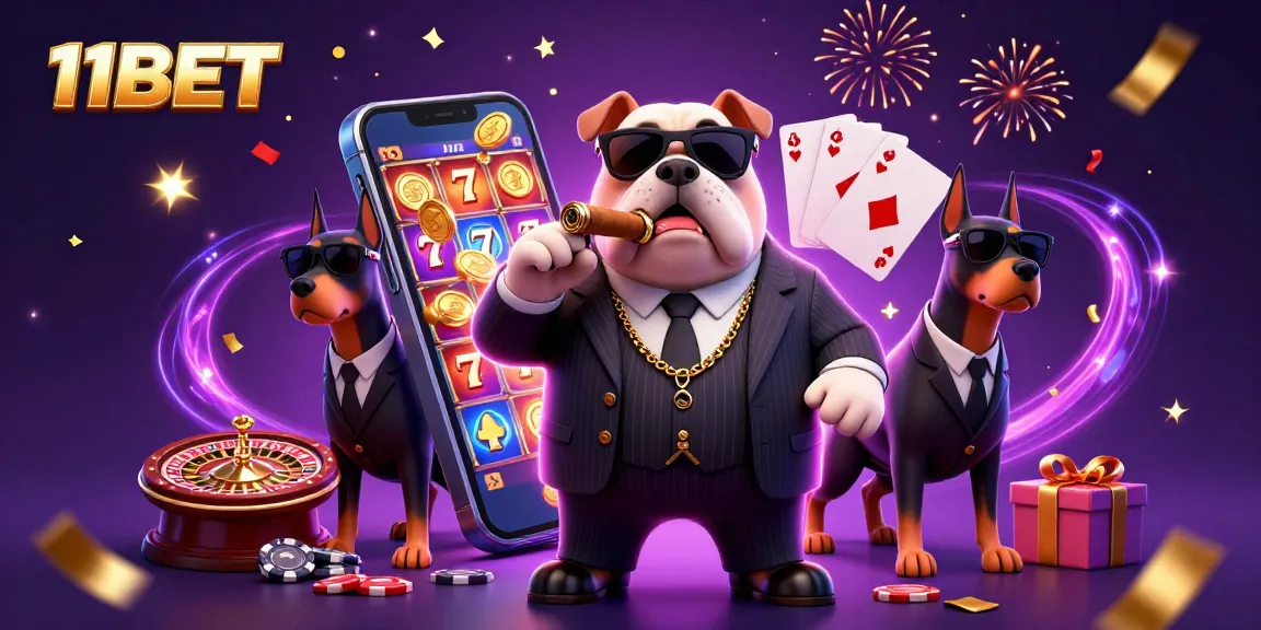 Engage with 11BET's vibrant casino scene featuring a mafia boss and exciting gaming action.