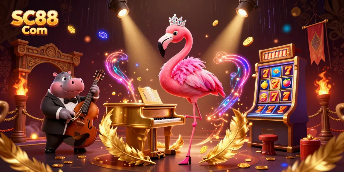 Experience excitement with SC88 Com in a vibrant casino scene featuring engaging characters and slot elements.