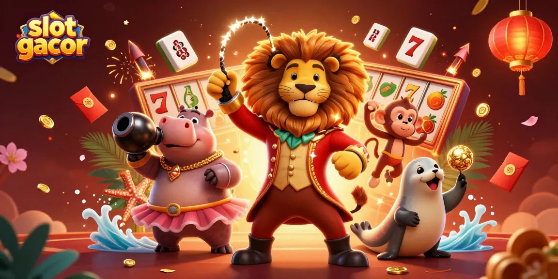 Permainan slot gacor dengan karakter lucu dan elemen kasino berwarna-warni yang menarik perhatian
