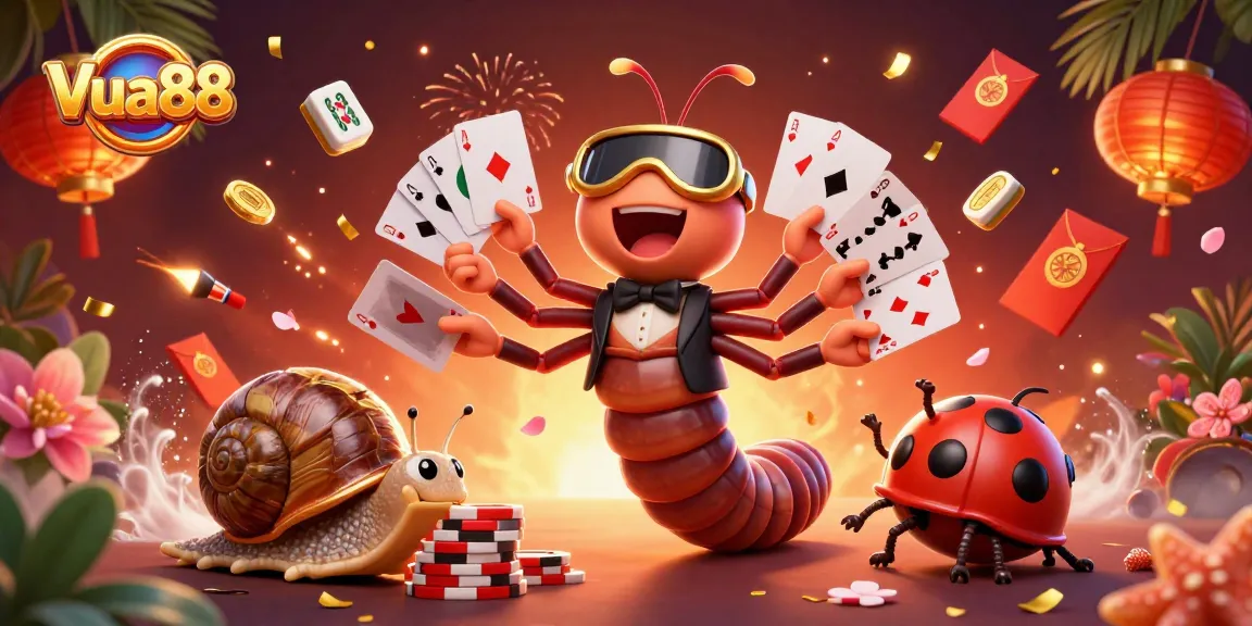 Engage in thrilling gameplay at Vua88 with a colorful, dynamic casino scene featuring dealers and high rollers.